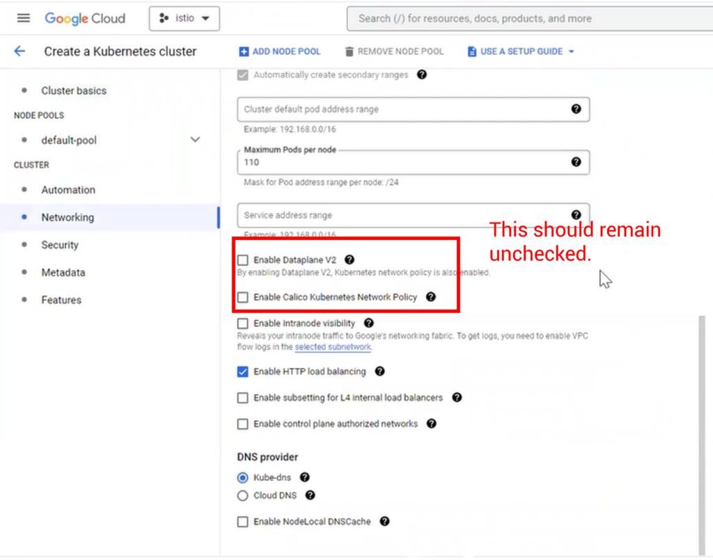 GKE configuration for Istio ambient mesh